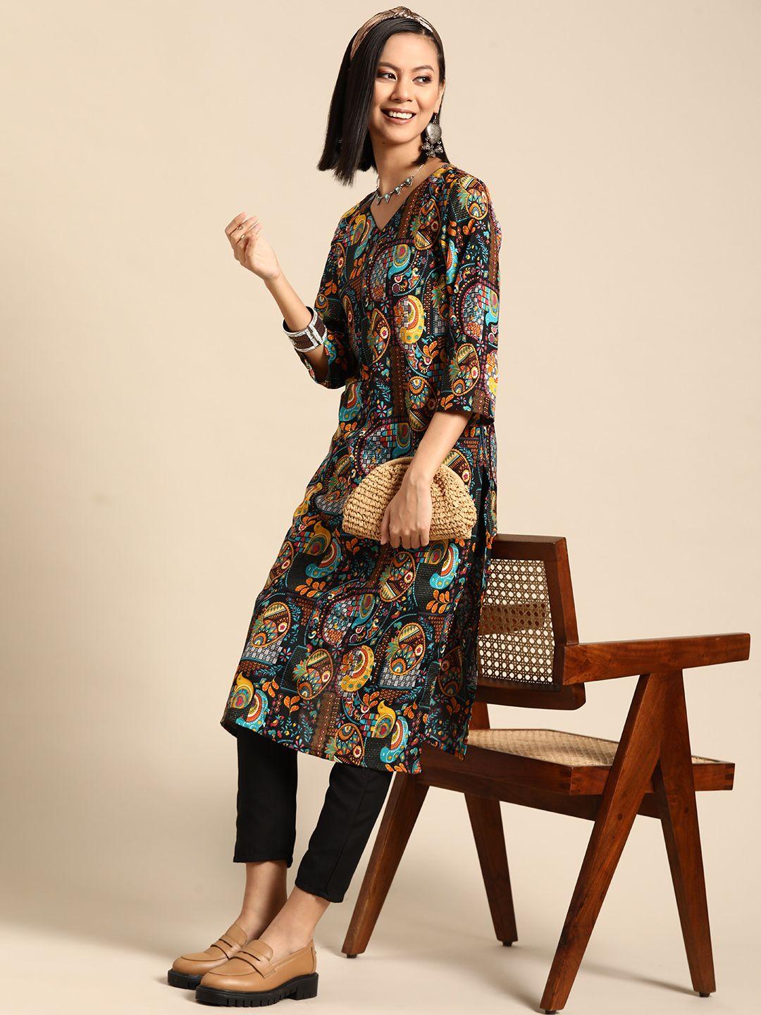 sangria paisley printed kurta with trousers