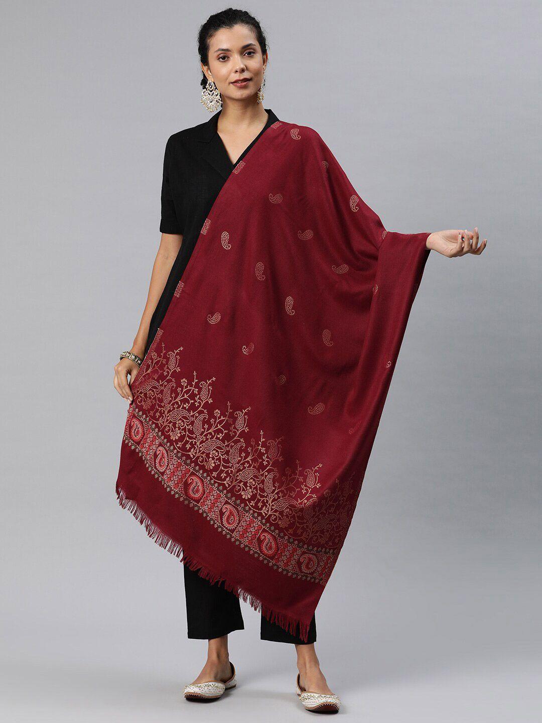 sangria paisley woven design woollen pashmina stole