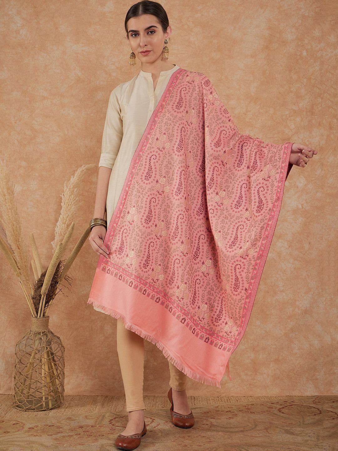 sangria paisley woven design woollen shawl