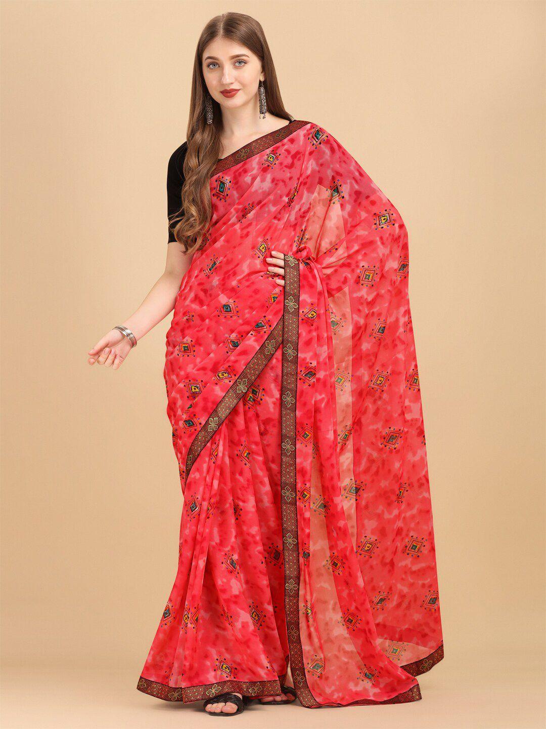 sangria pink & blue women  pure georgette saree