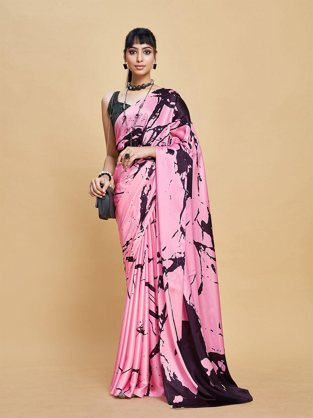 sangria pink abstract printed saree with blouse