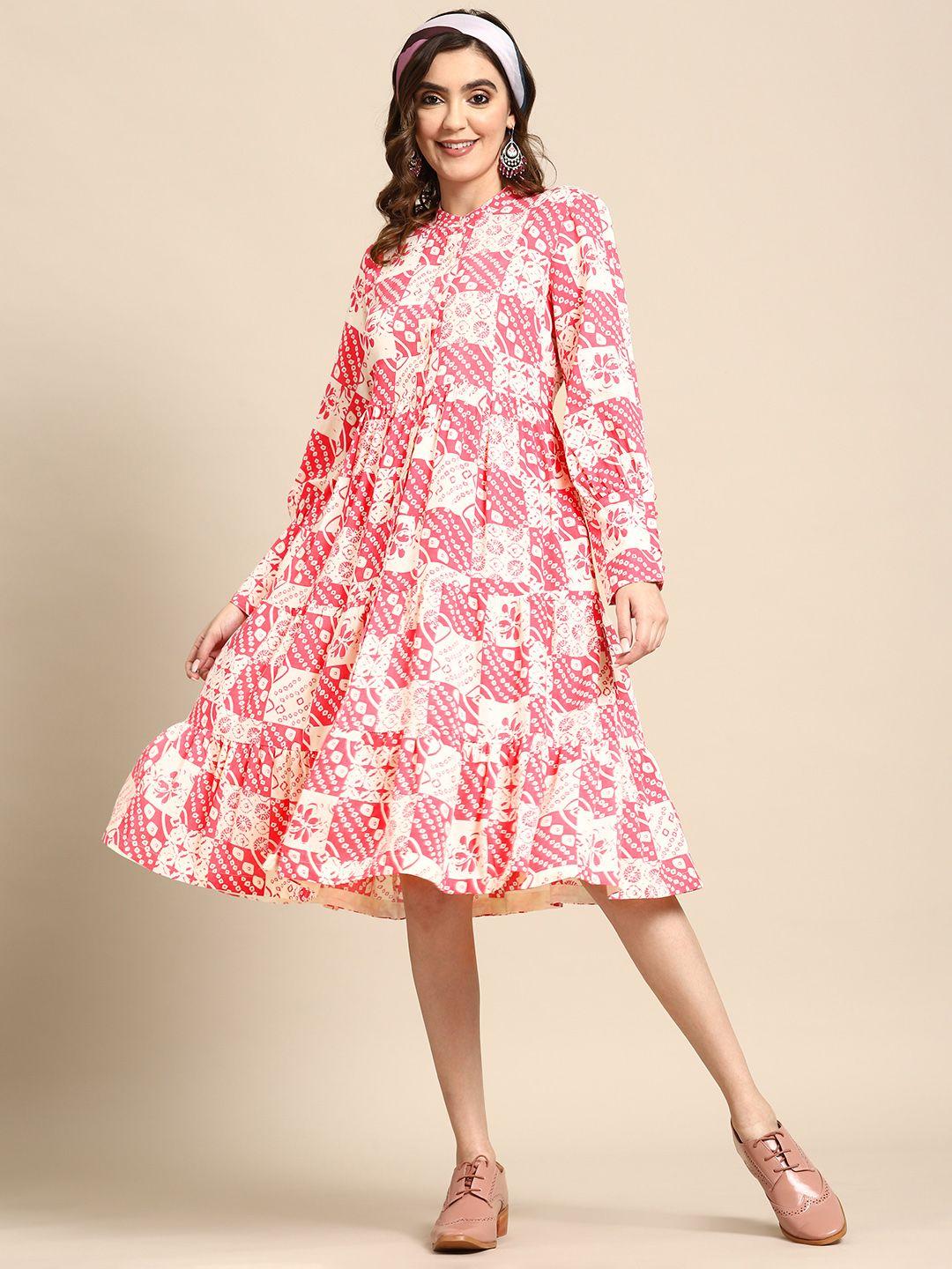 sangria printed a-line dress