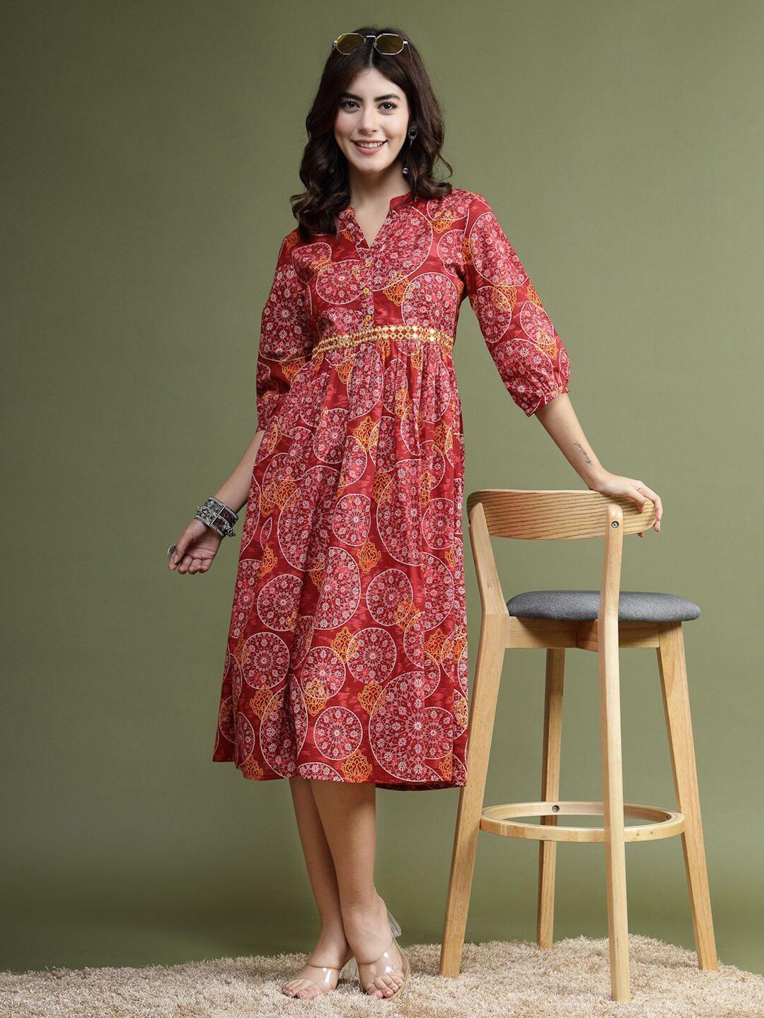 sangria printed a line dresses