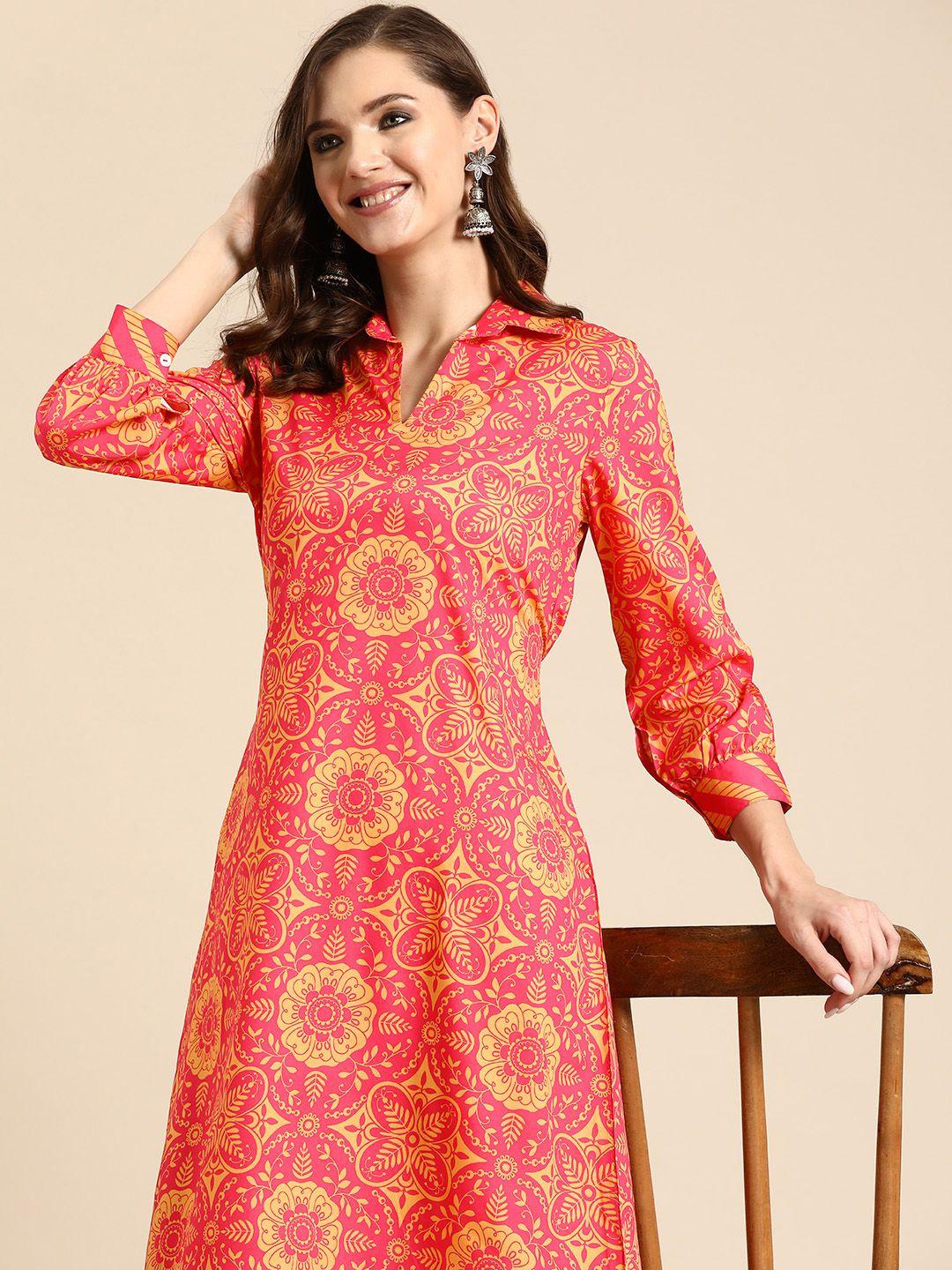 sangria printed a-line ethnic dress