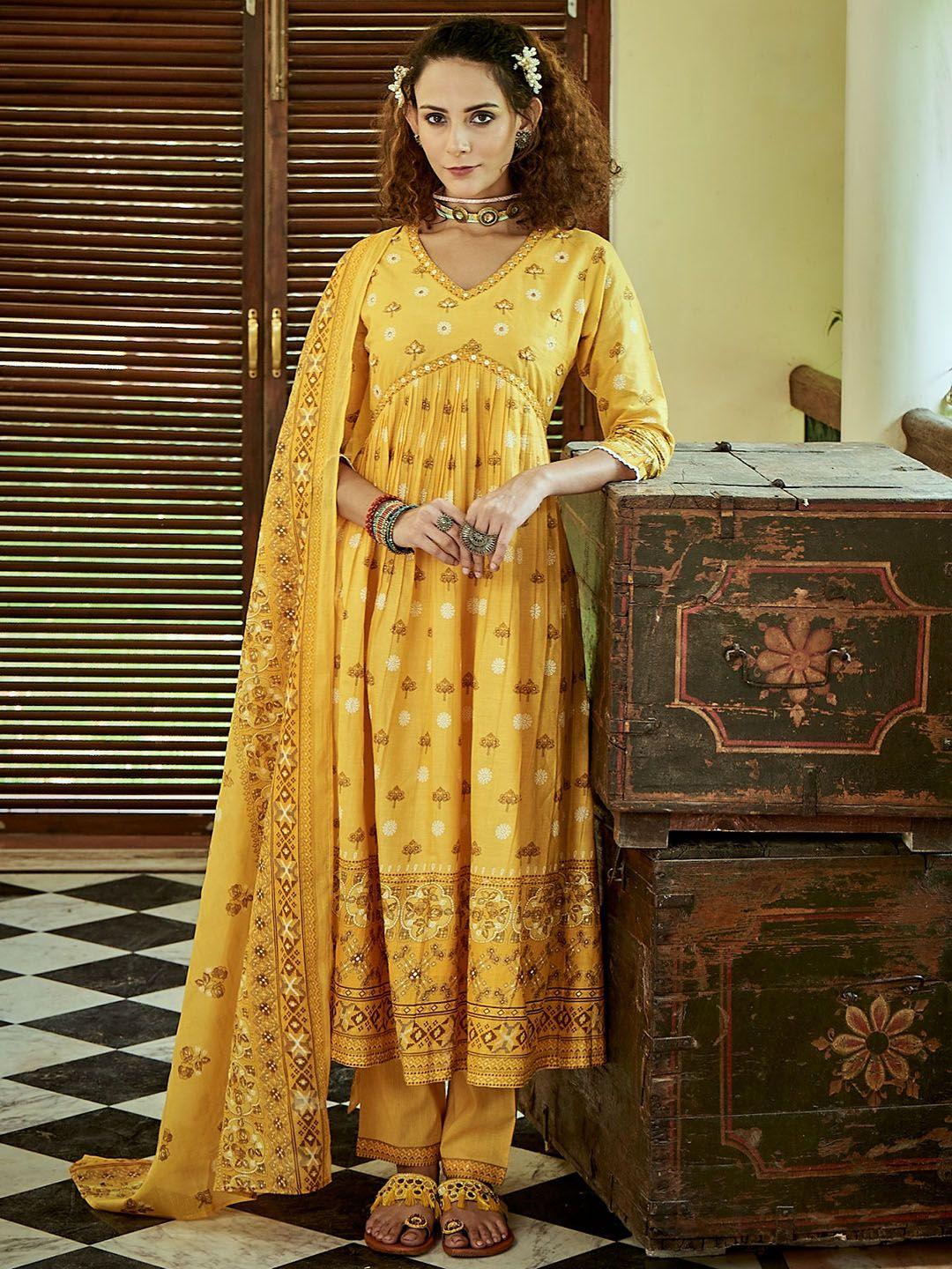 sangria printed a line kurta set