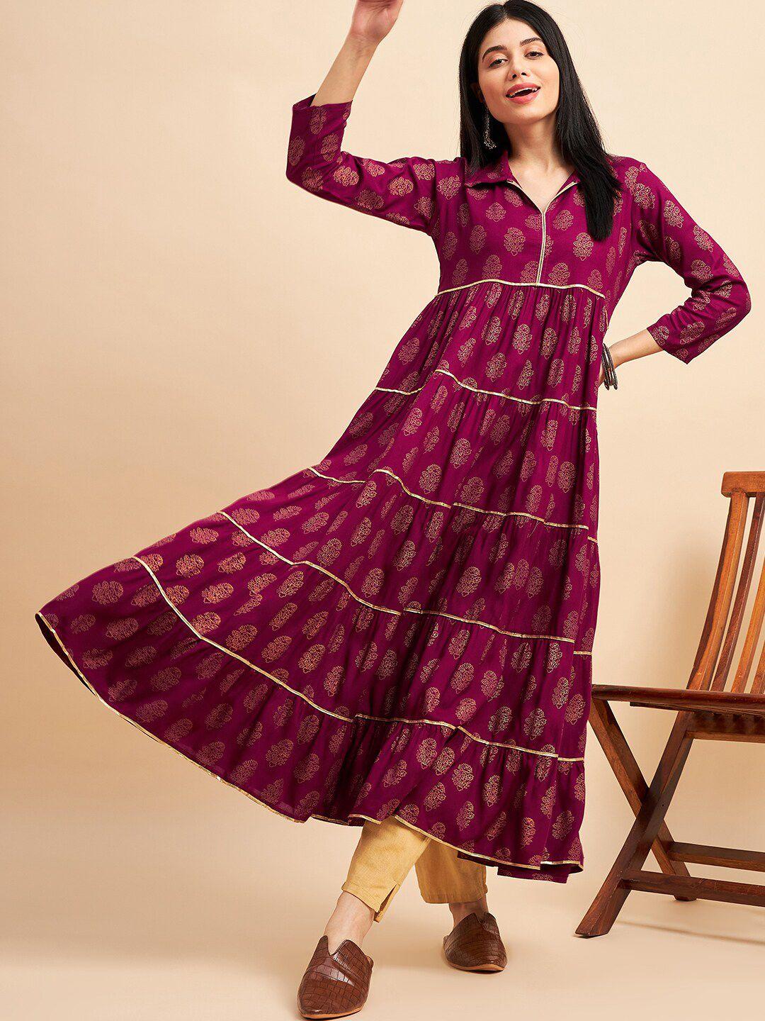 sangria printed anarkali kurtas