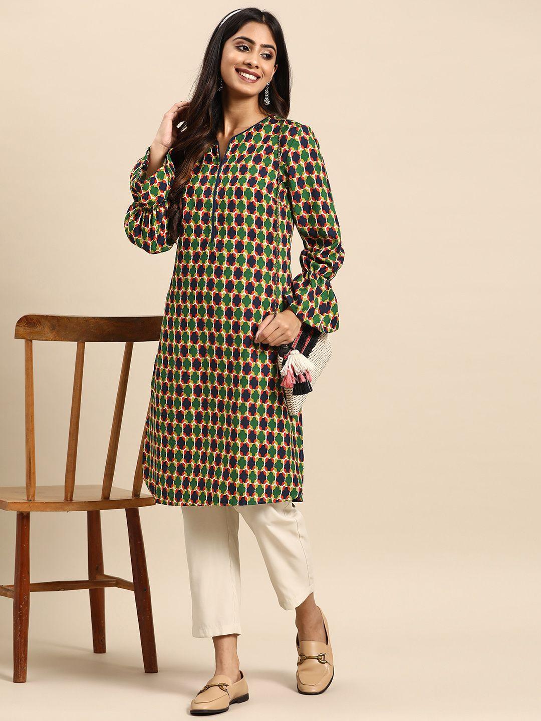 sangria printed bell sleeves kurta