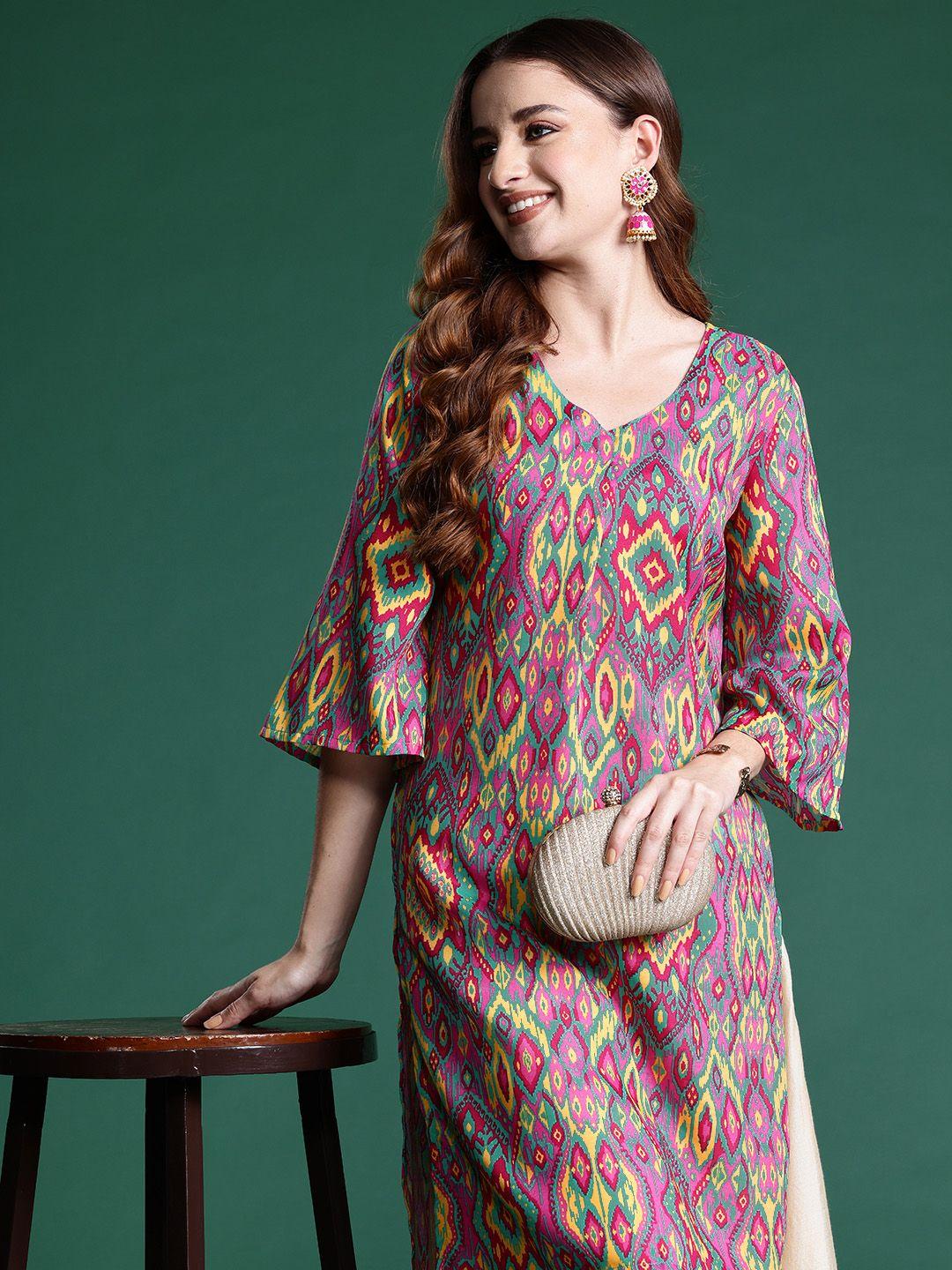 sangria printed bell sleeves kurta