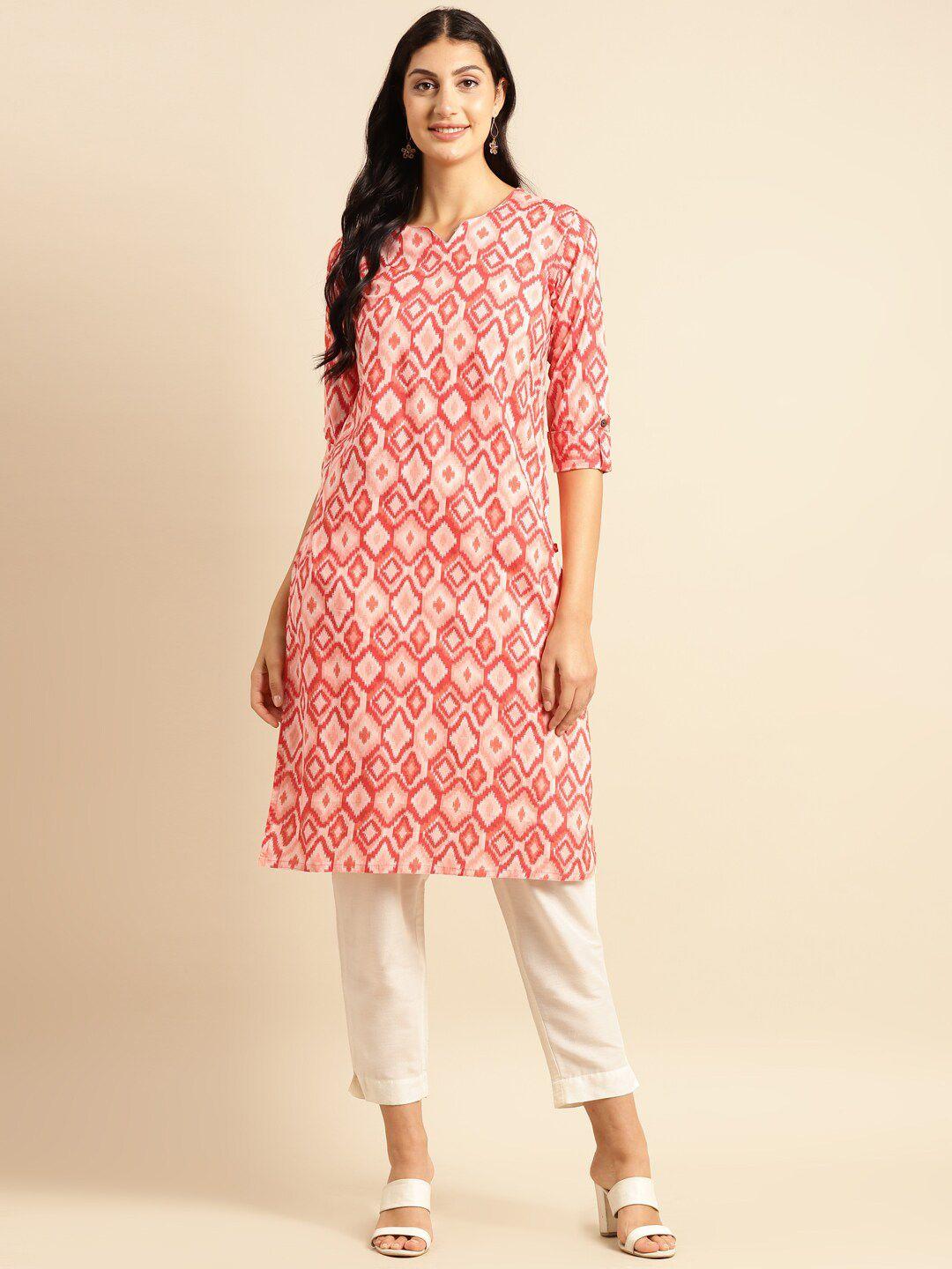 sangria printed cotton straight kurta