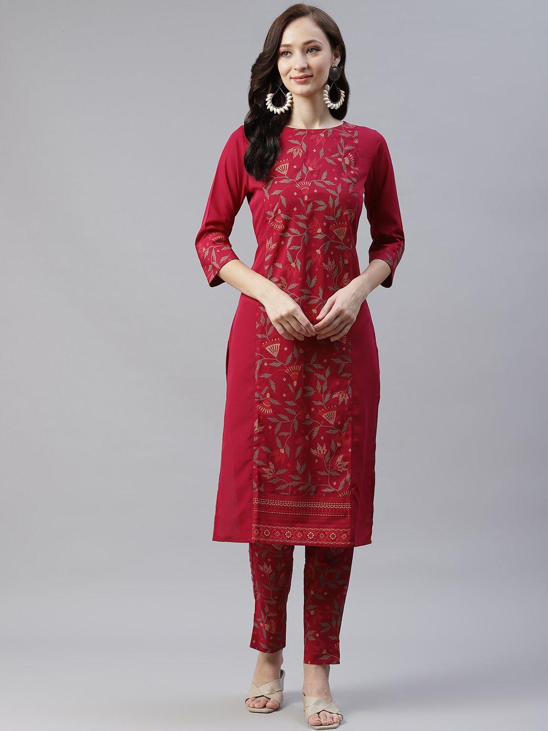 sangria printed crepe flared sleeves kurta