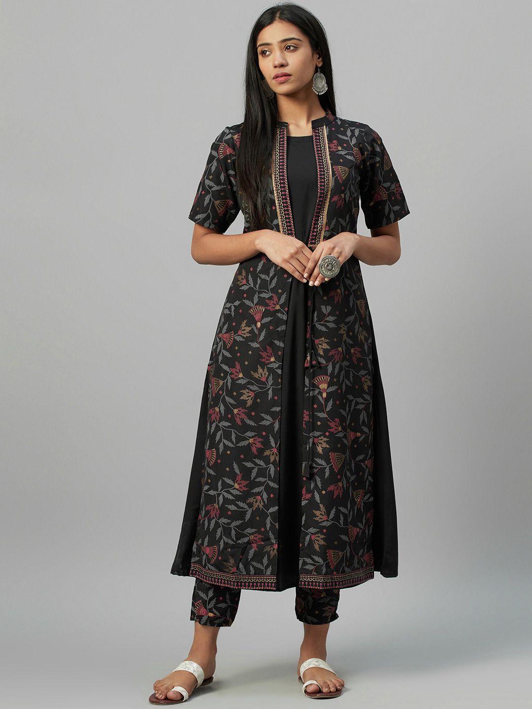 sangria printed crepe layered calf length kurta