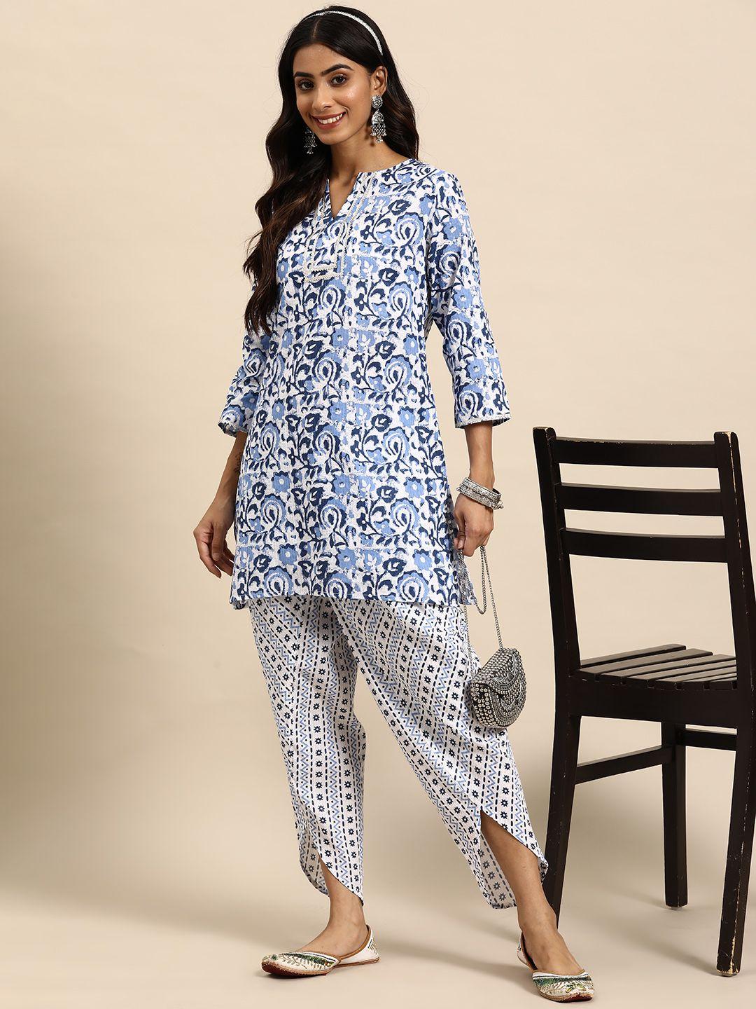 sangria printed gotta patti pure cotton kurta with salwar