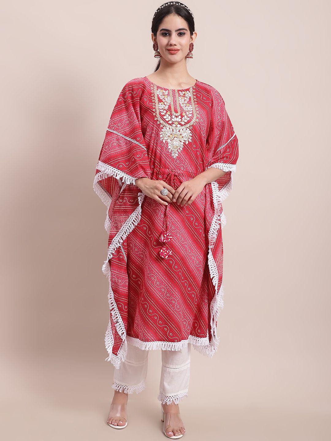 sangria printed kaftan kurta & trouser