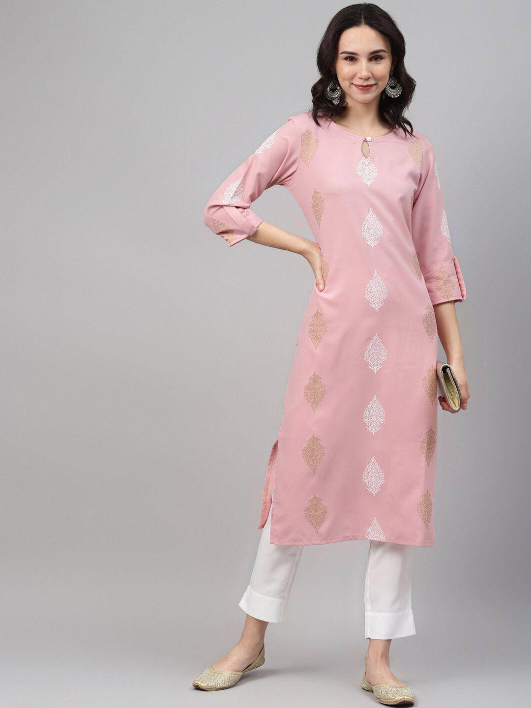 sangria printed key-hole neck  kurta & trousers