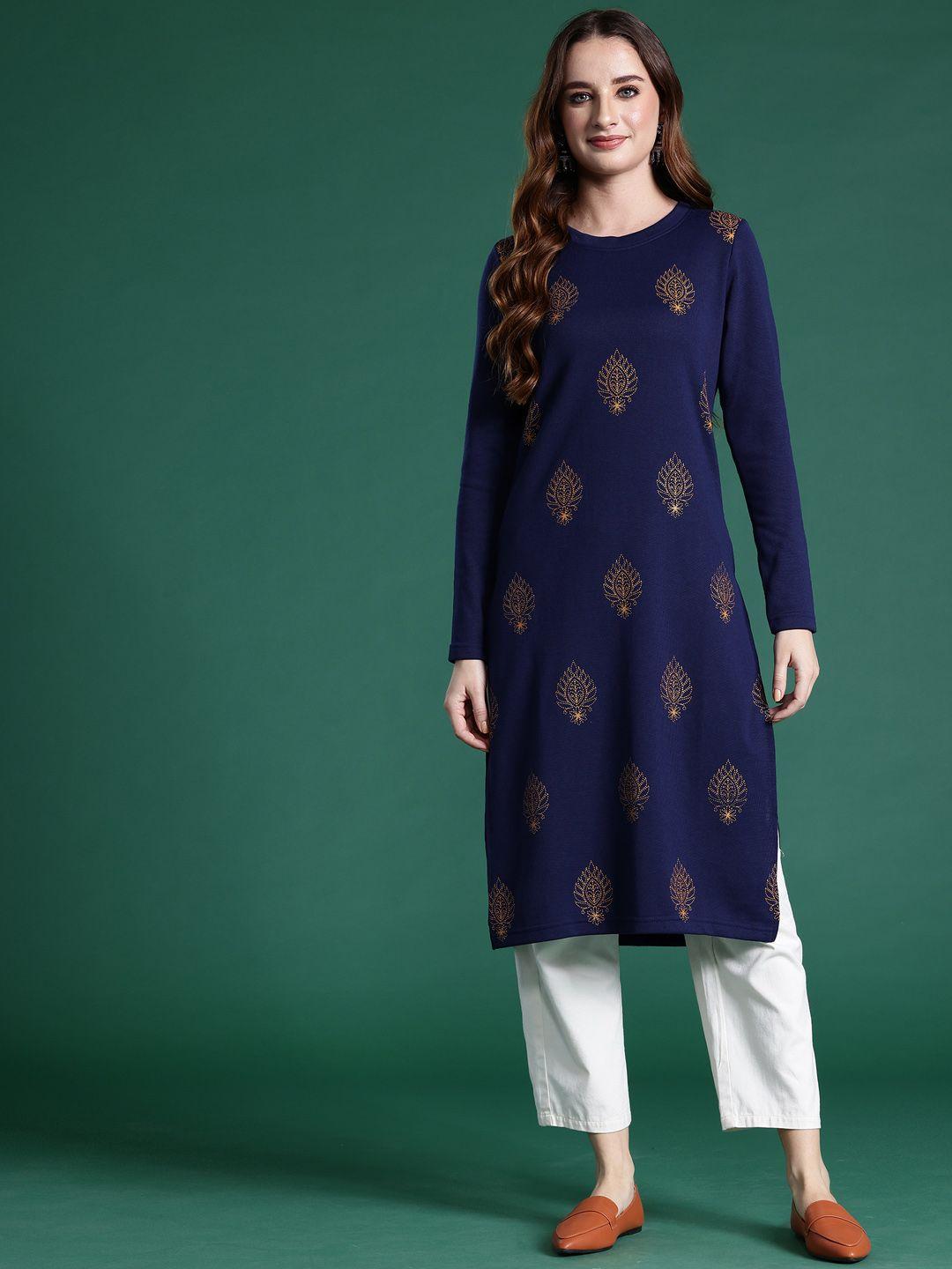 sangria printed knitted winter kurta