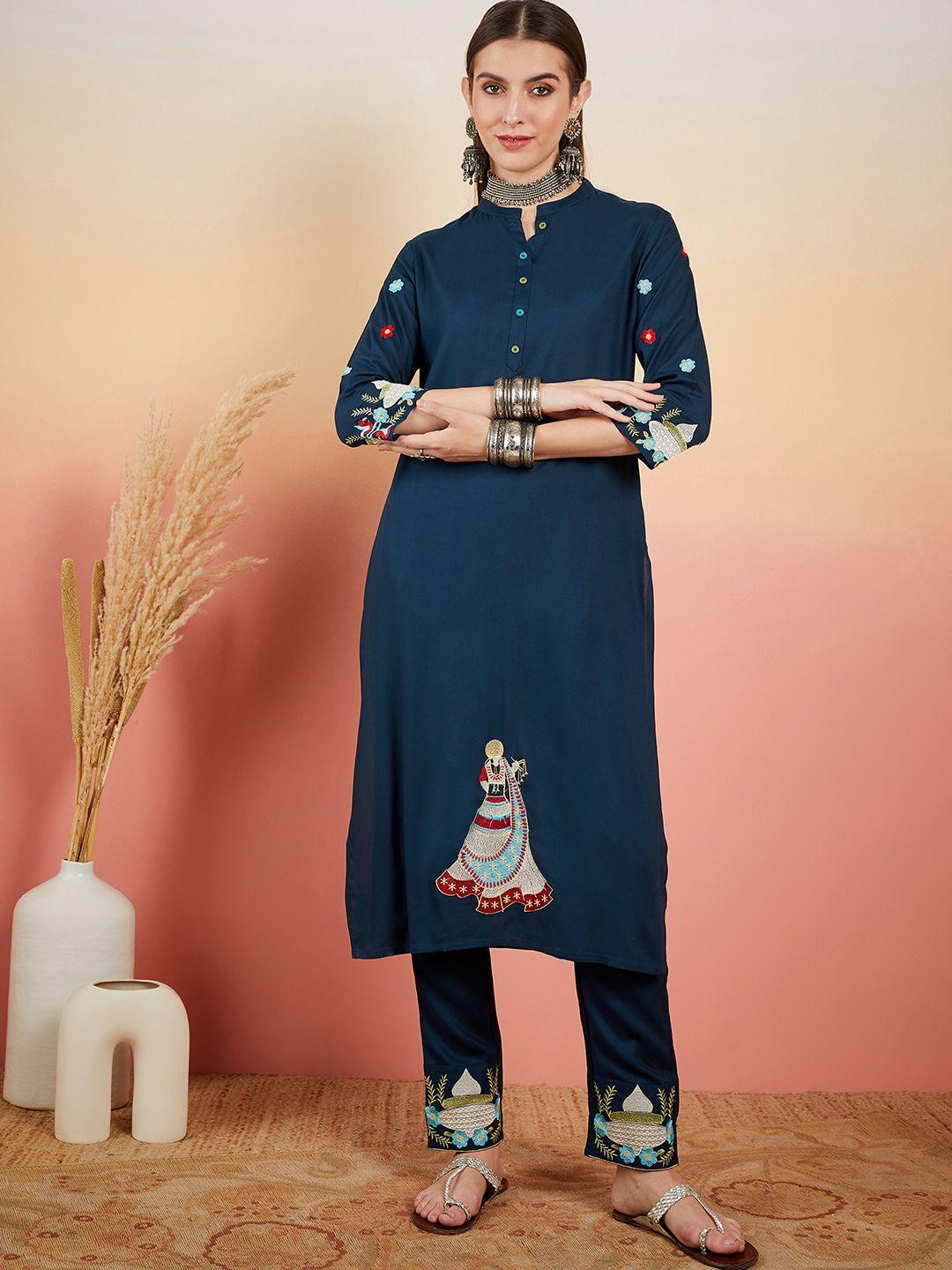 sangria printed kurta & trousers