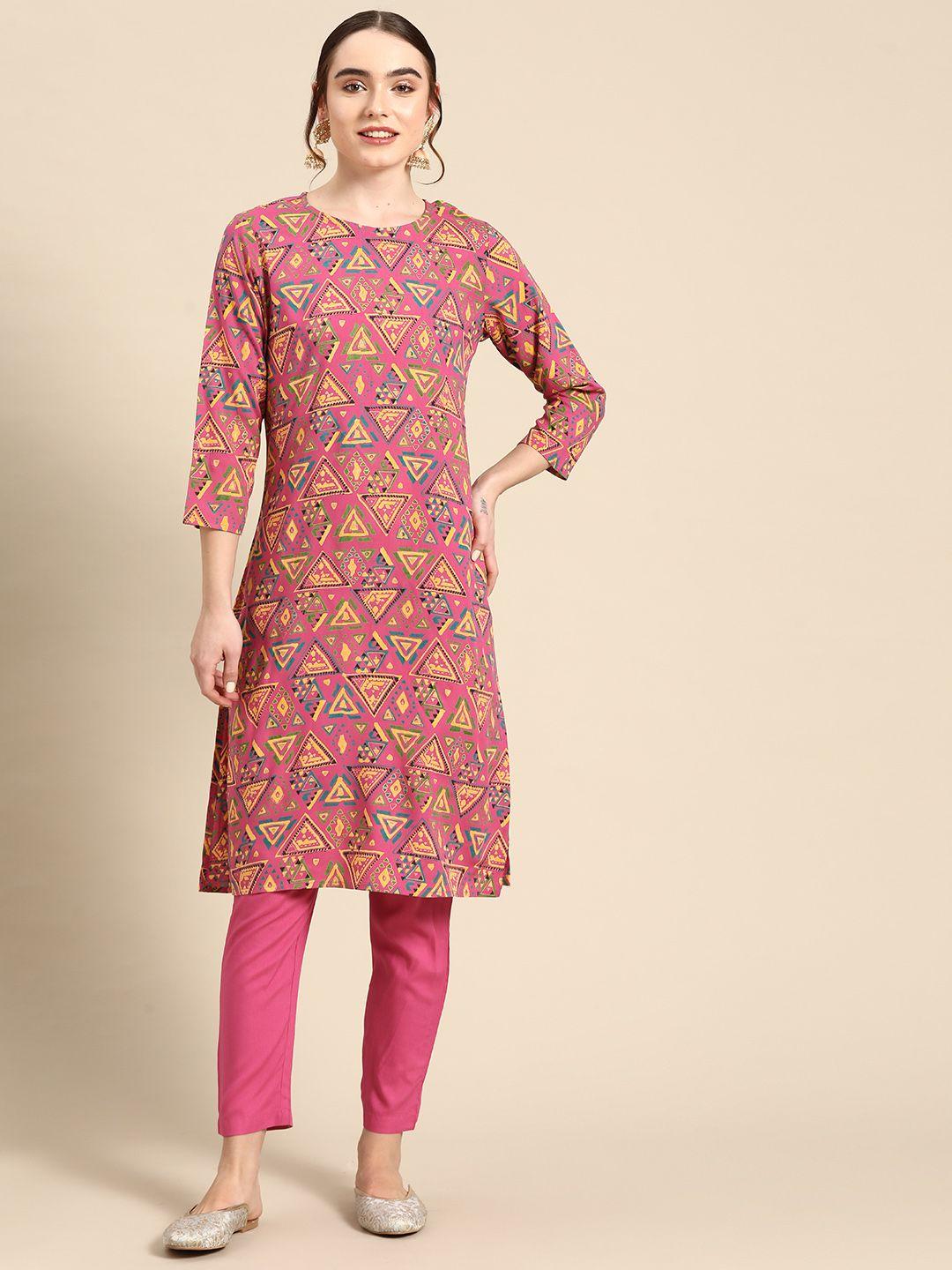 sangria printed kurta with trousers