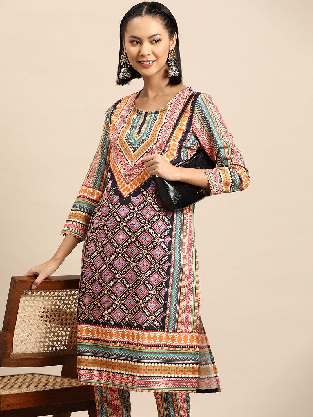 sangria printed kurta with trousers