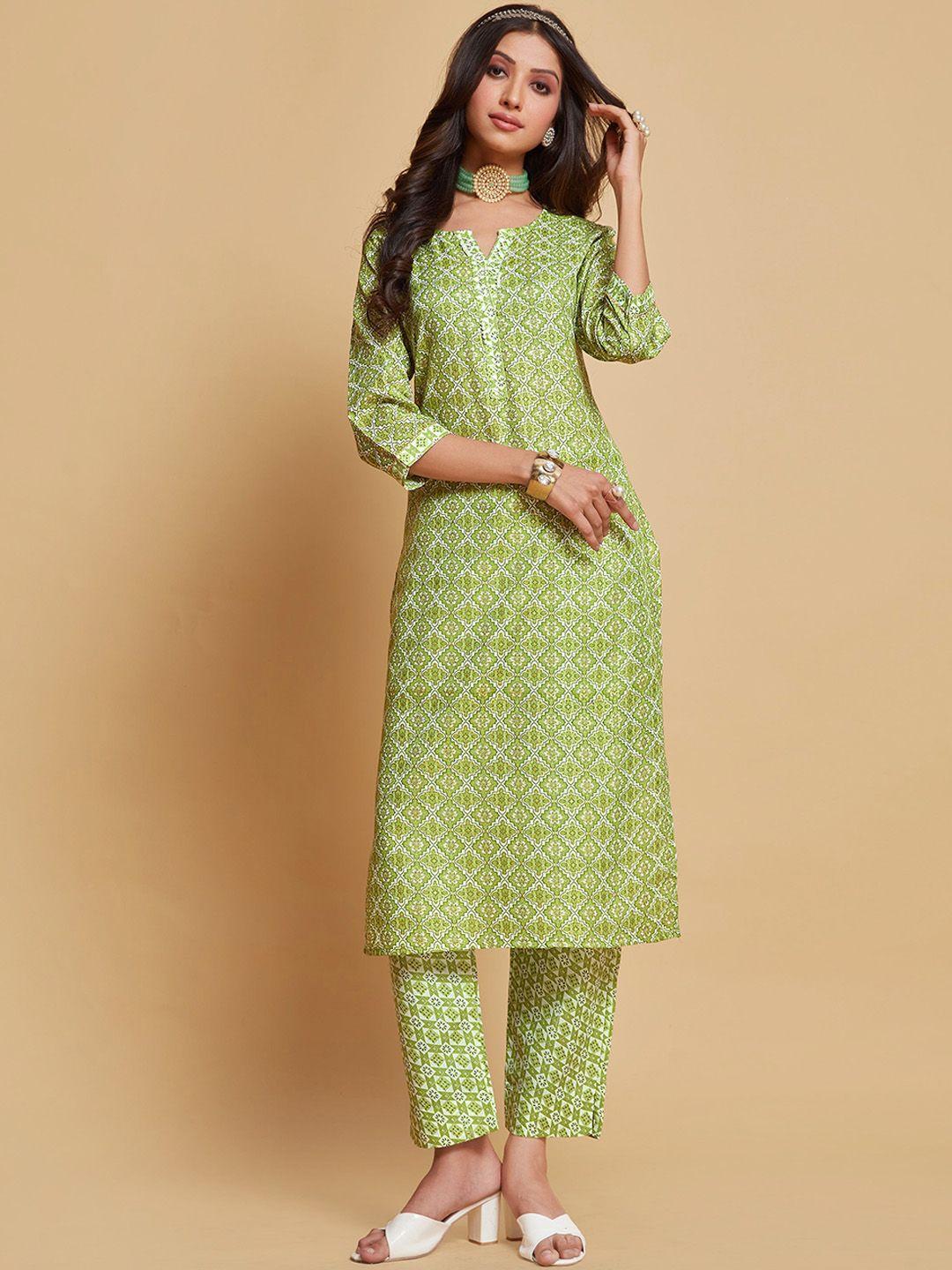 sangria printed linen kurta with trouser set