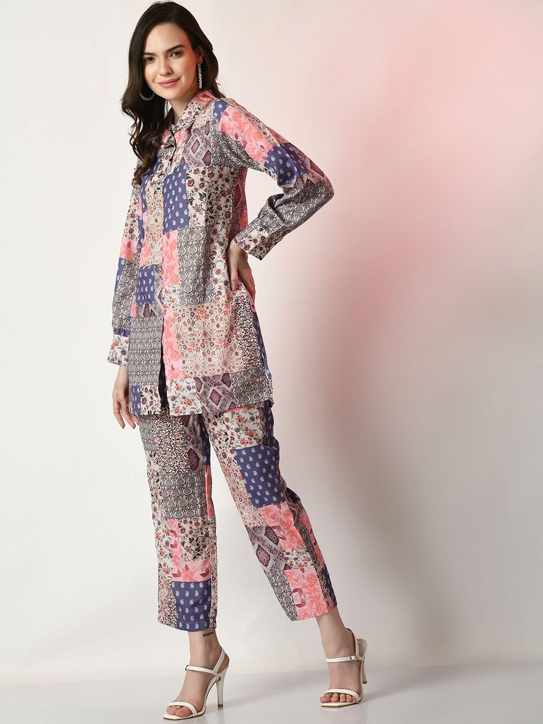 sangria printed linen shirt with trousers co-ords