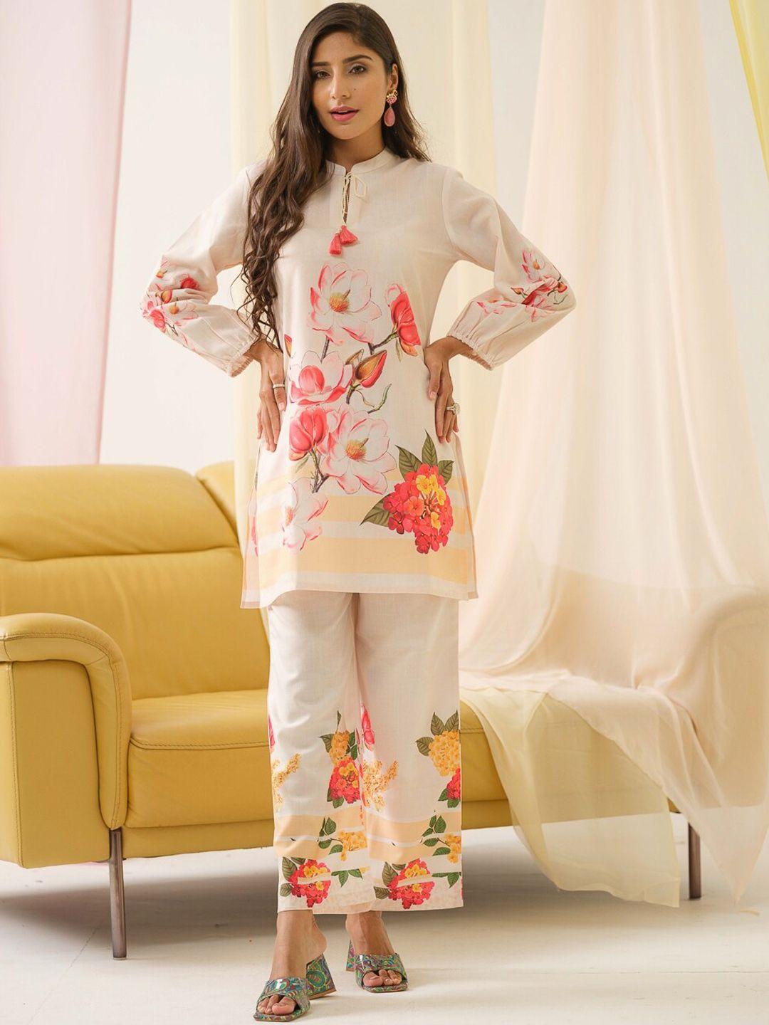 sangria printed linen tunic & palazzos