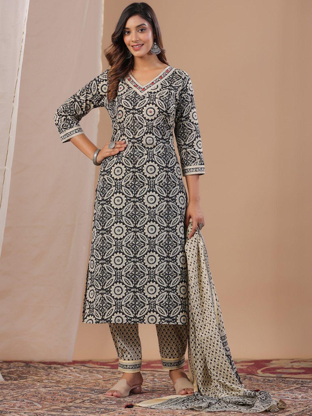 sangria printed pure cotton kurta set