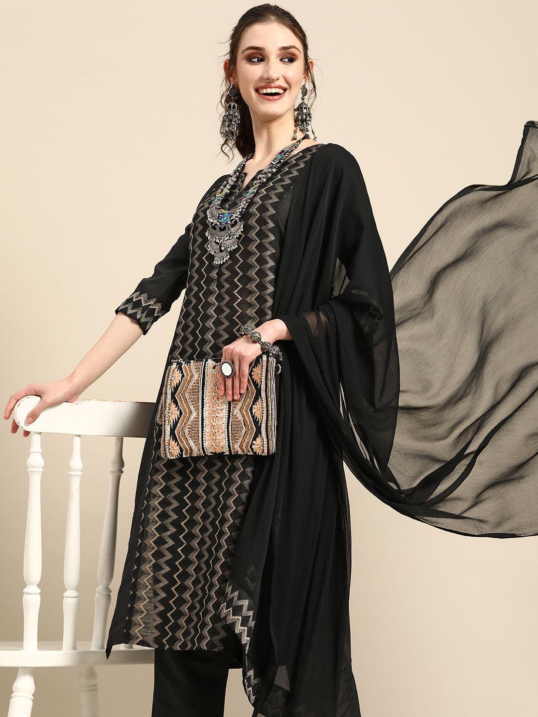 sangria printed regular kurta with palazzos & with dupatta