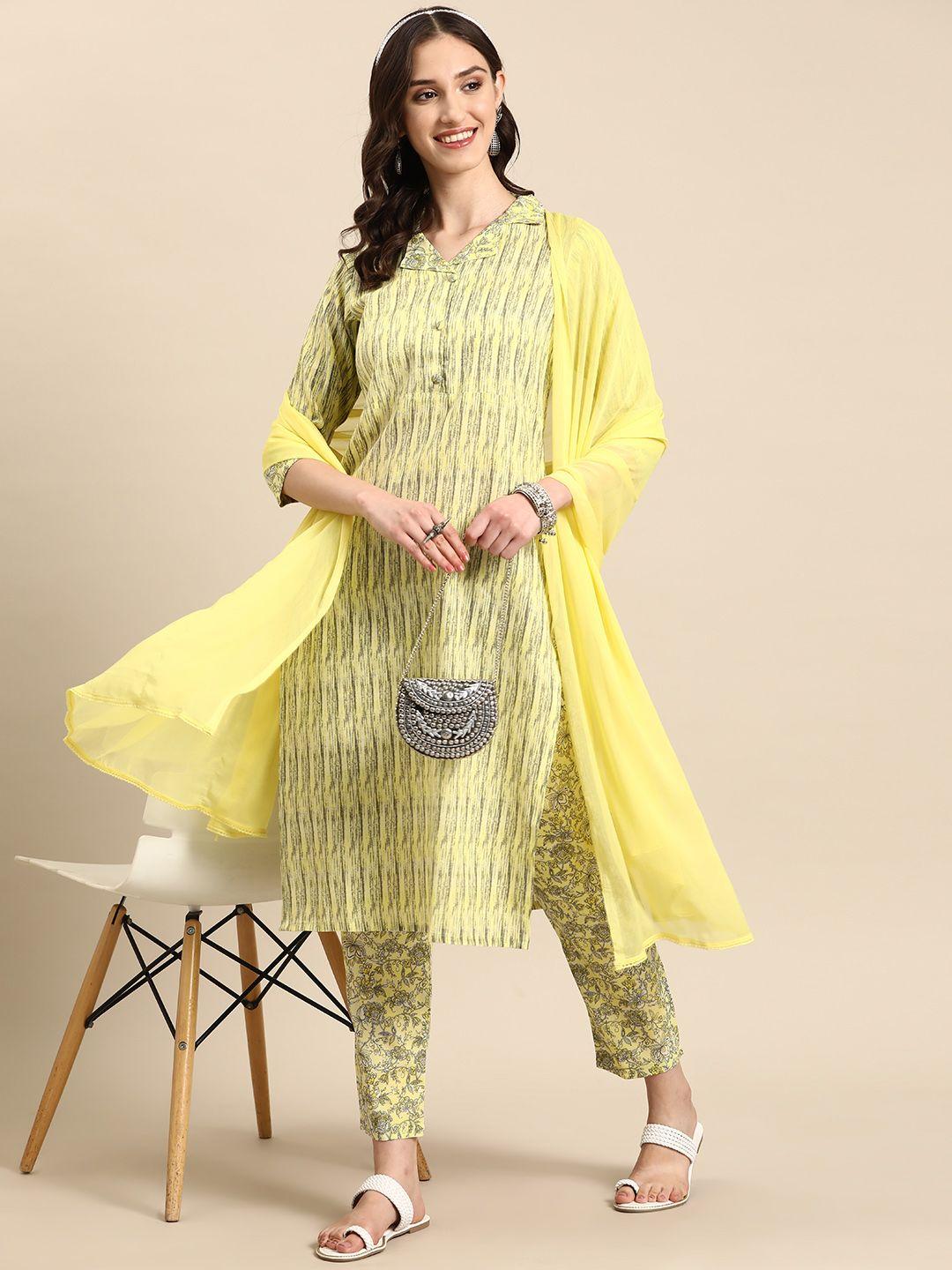 sangria printed regular kurta with trousers & dupatta