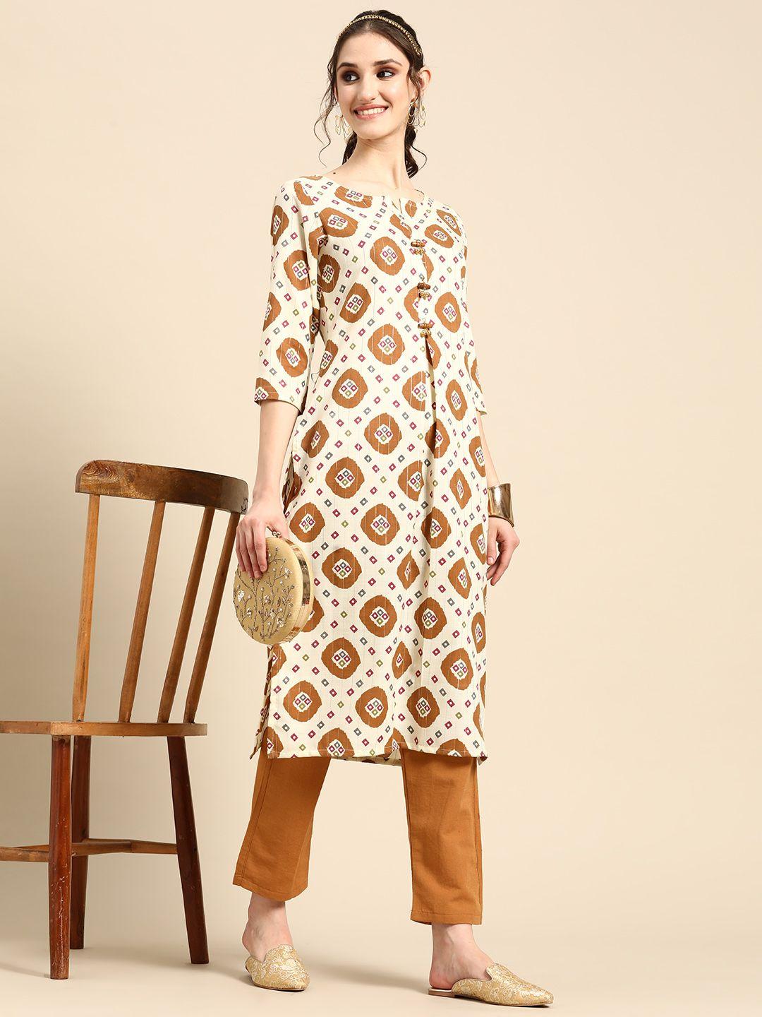 sangria printed regular kurta with trousers