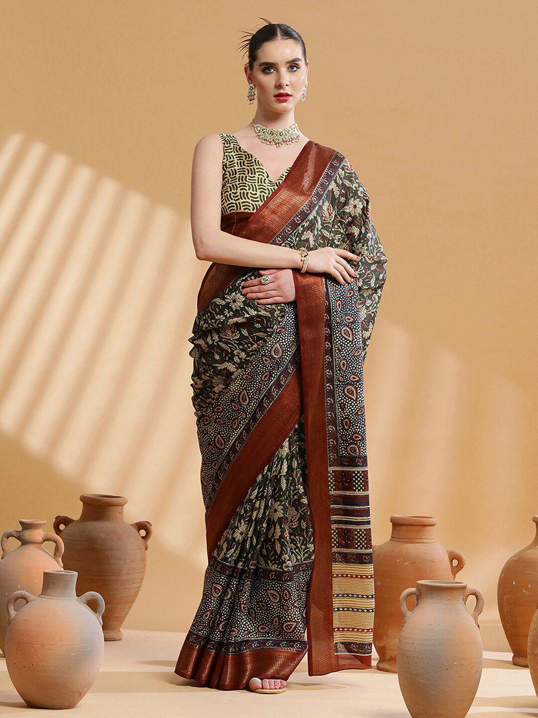 sangria printed saree with blouse piece