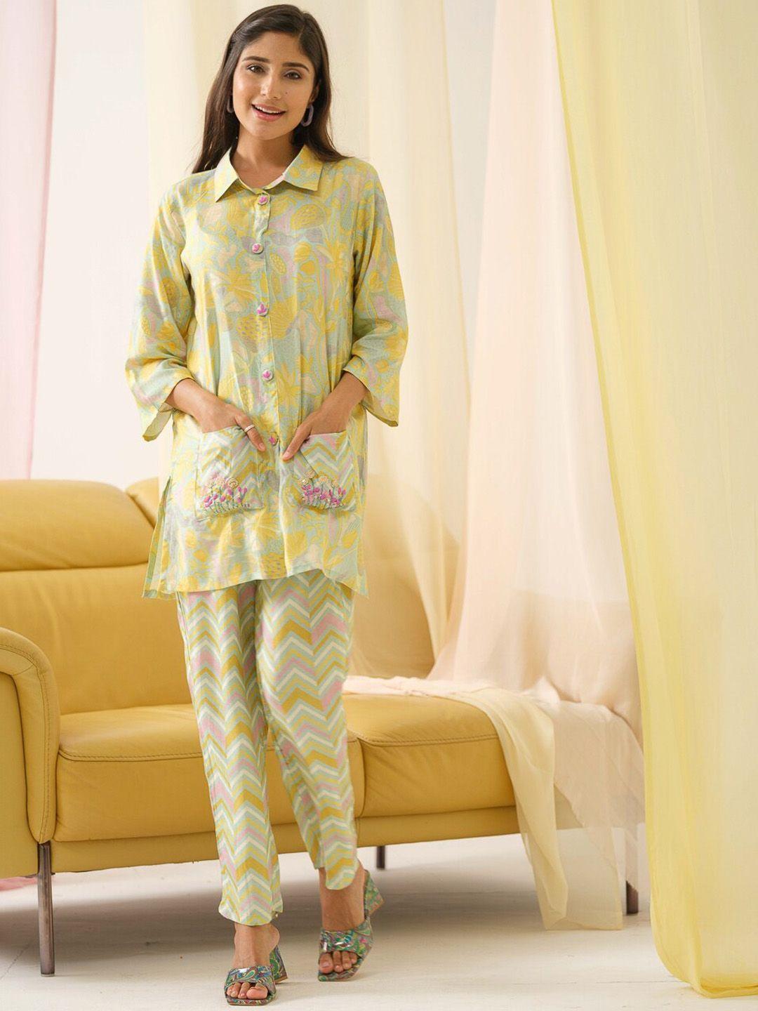 sangria printed shirt & trouser co-ord set