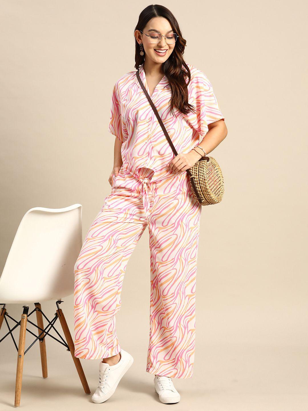 sangria printed shirt with trousers