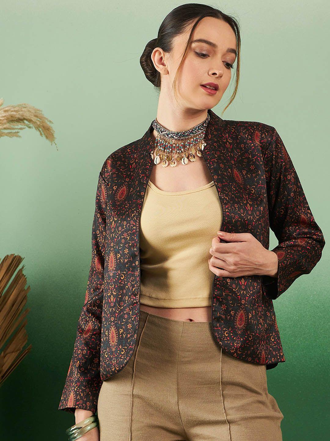 sangria printed silk ethnic jacket