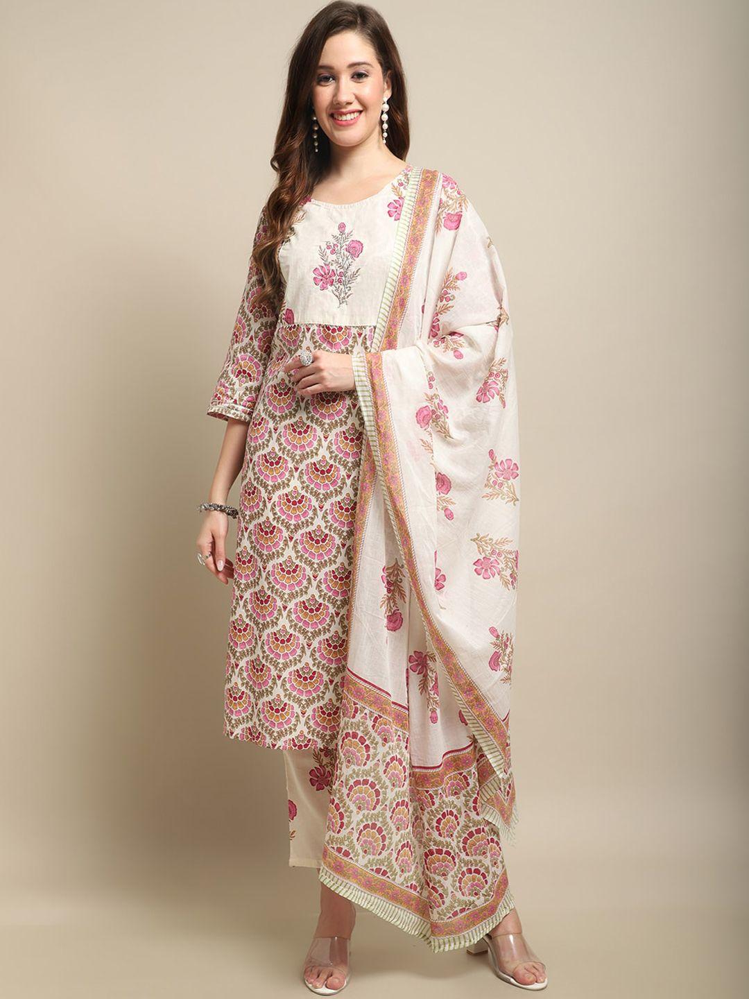 sangria printed straight kurta & trouser with dupatta