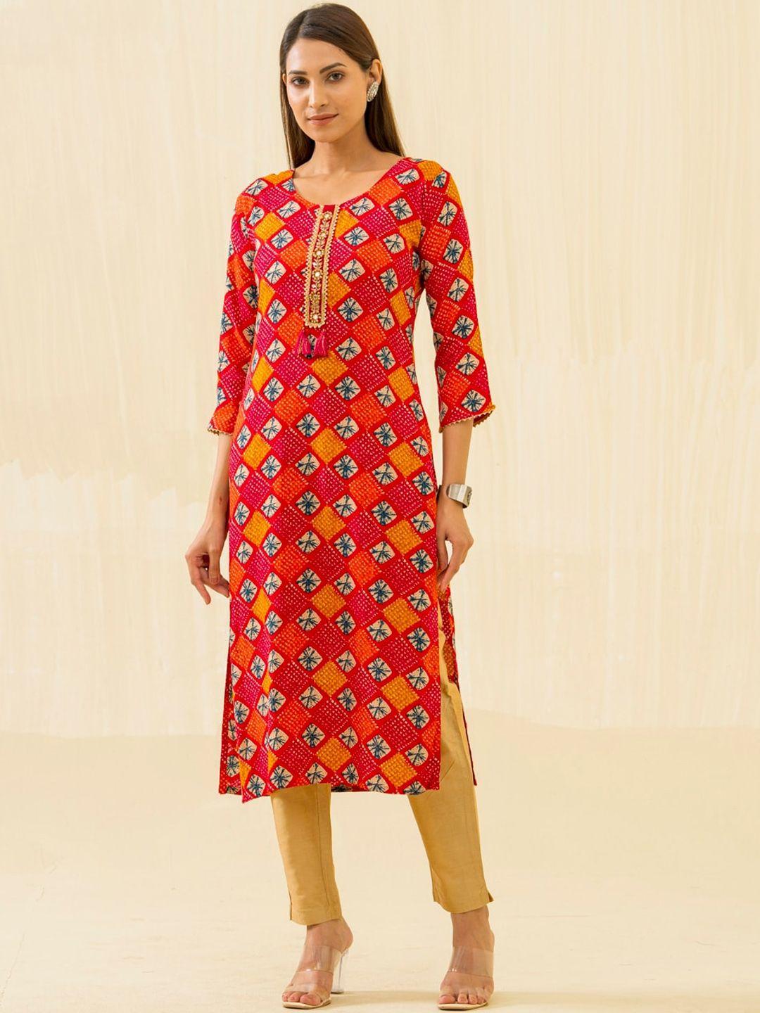 sangria printed straight kurta