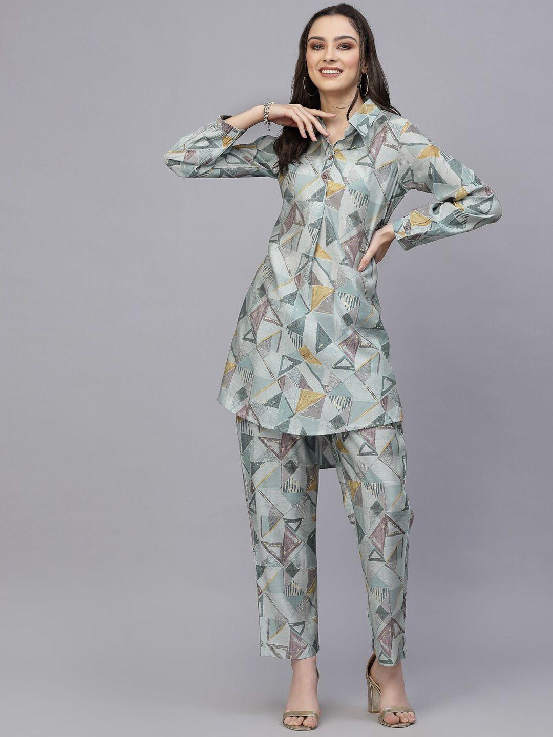 sangria printed tunic with trouser co-ords