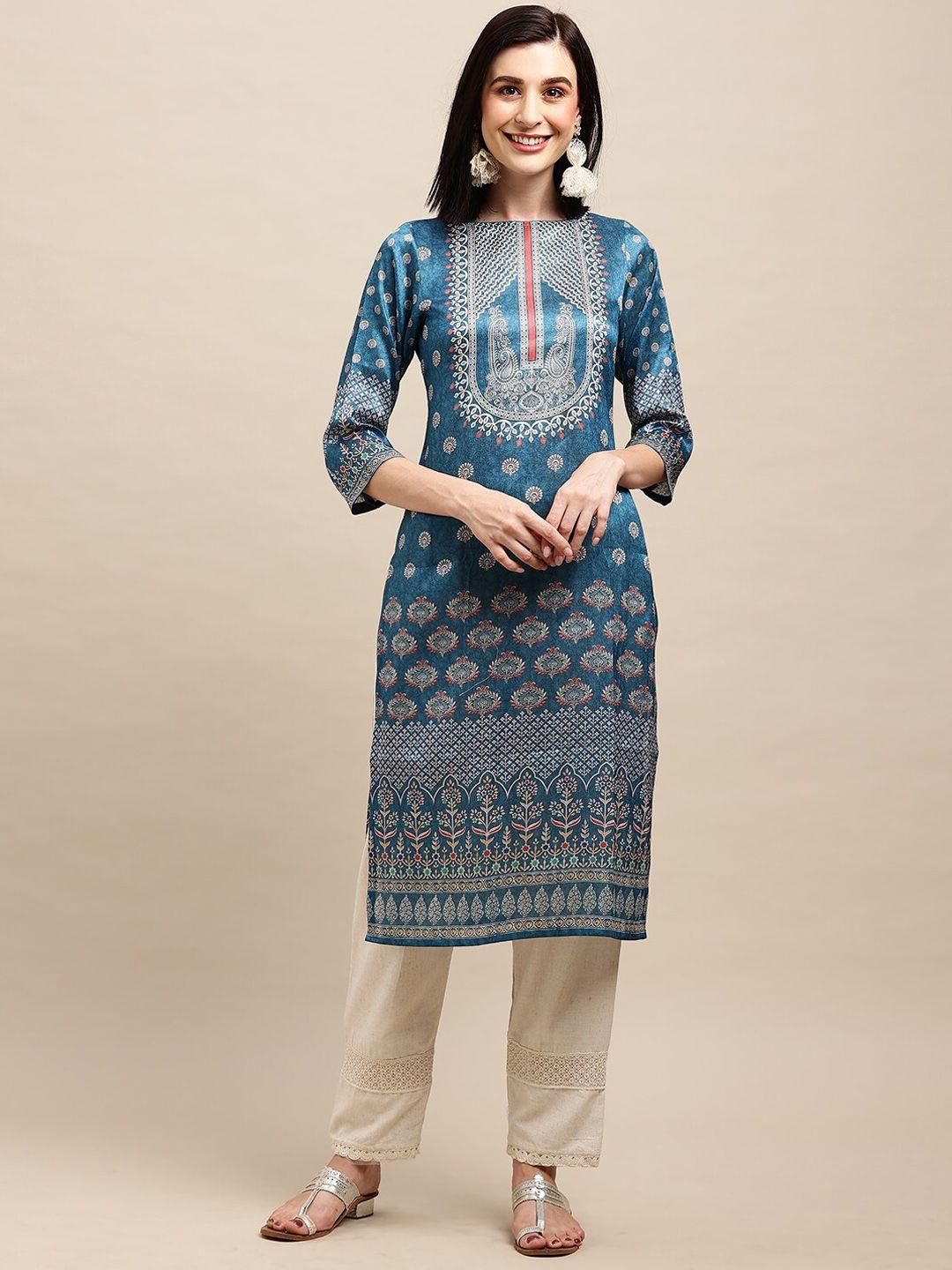 sangria printed tussar silk straight kurta