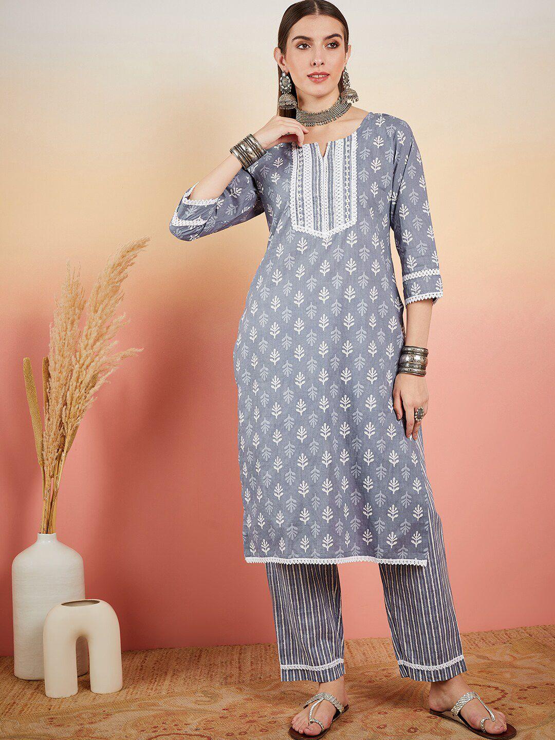 sangria pure cotton printed kurta set