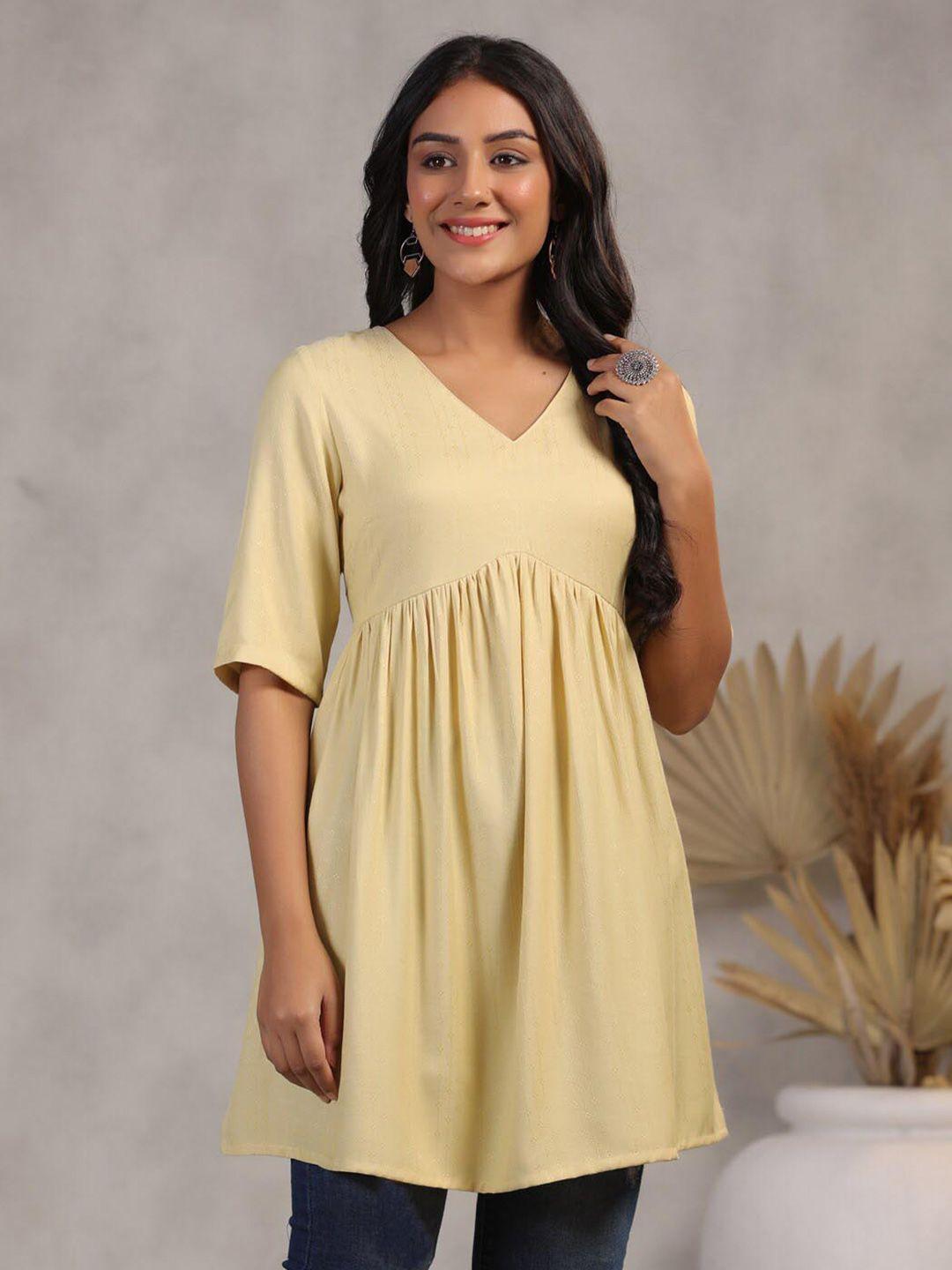 sangria self-design v-neck above knee kurti