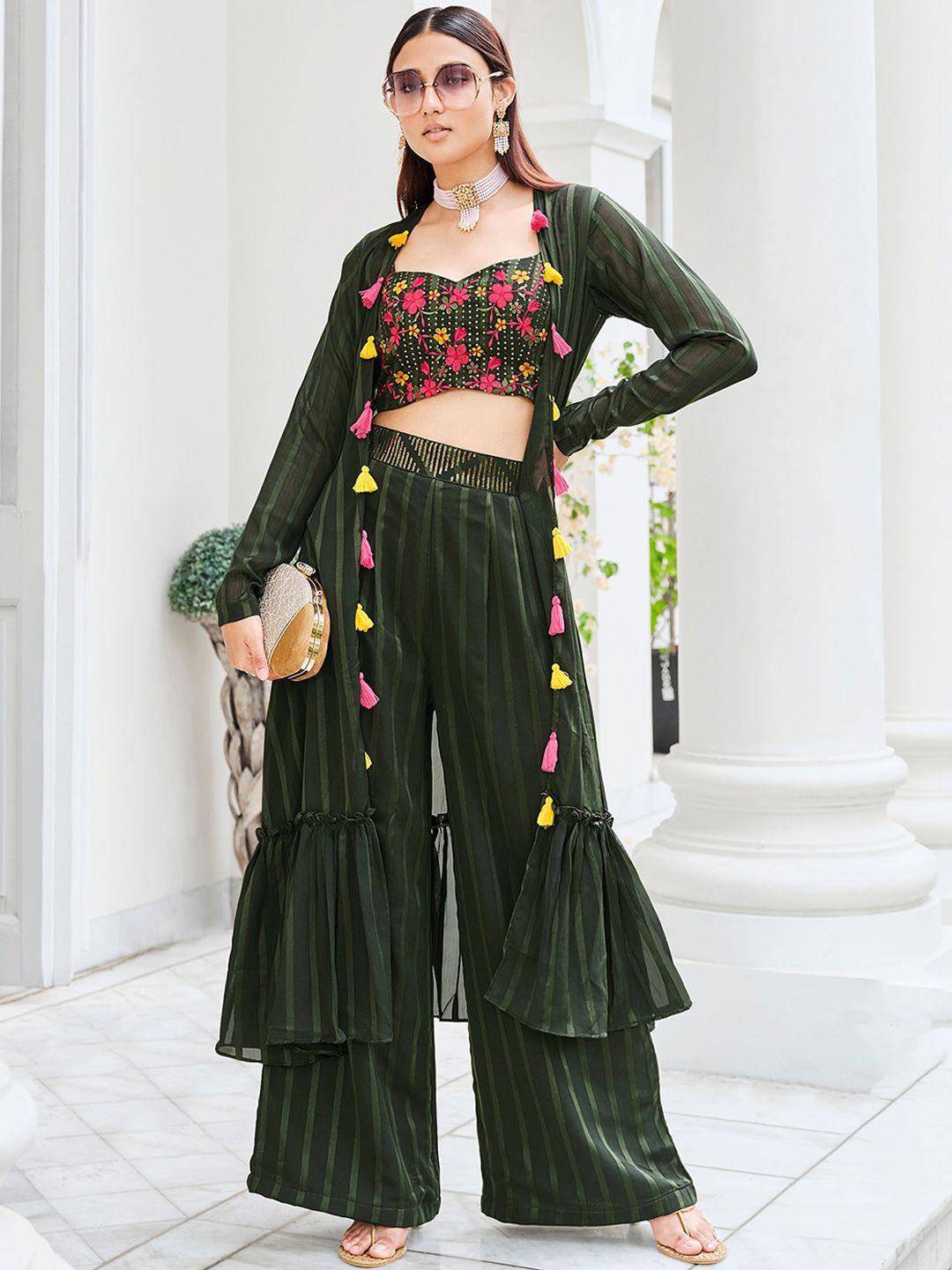 sangria sequinned & embroidered ethnic co-ords