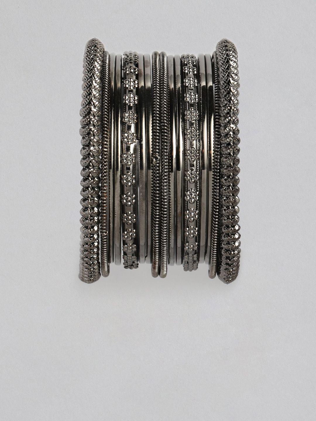 sangria set of 14 silver-plated oxidised bangles