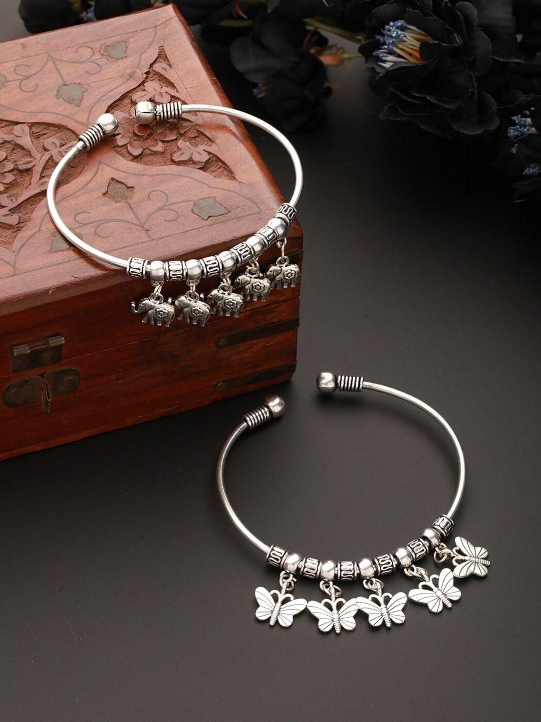 sangria set of 2 silver-plated charm bracelets