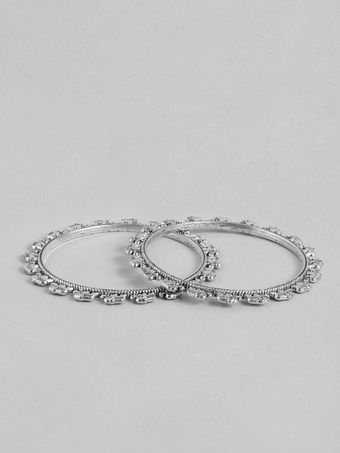 sangria set of 2 silver-plated oxidised bangles