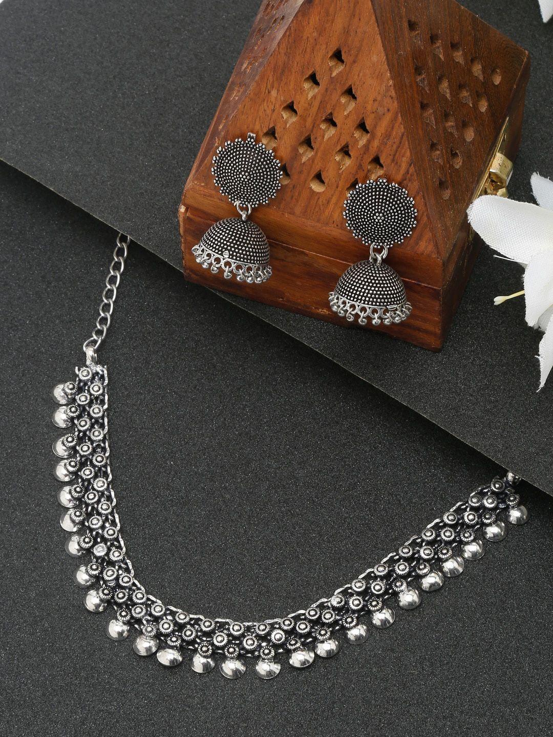 sangria silver-plated design detailed jewellery set