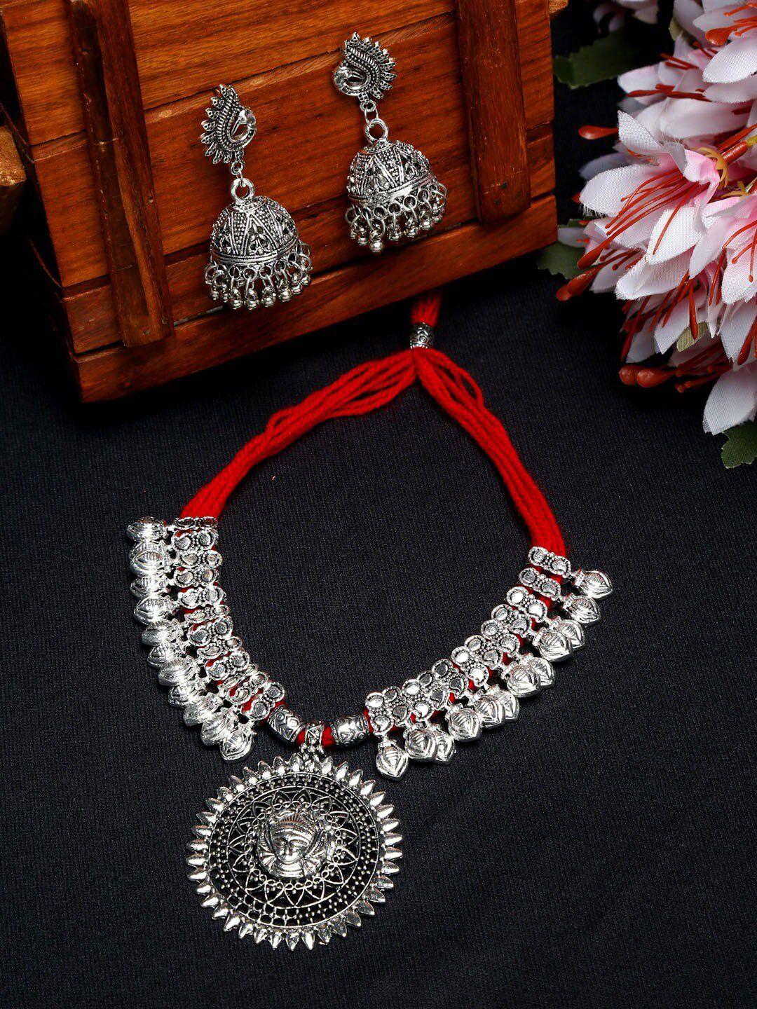 sangria silver plated oxidised jewellery set