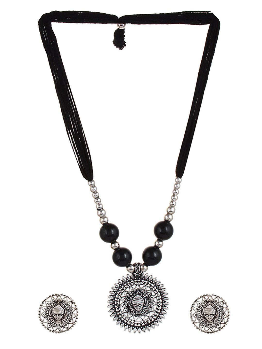 sangria silver plated oxidised jewellery set