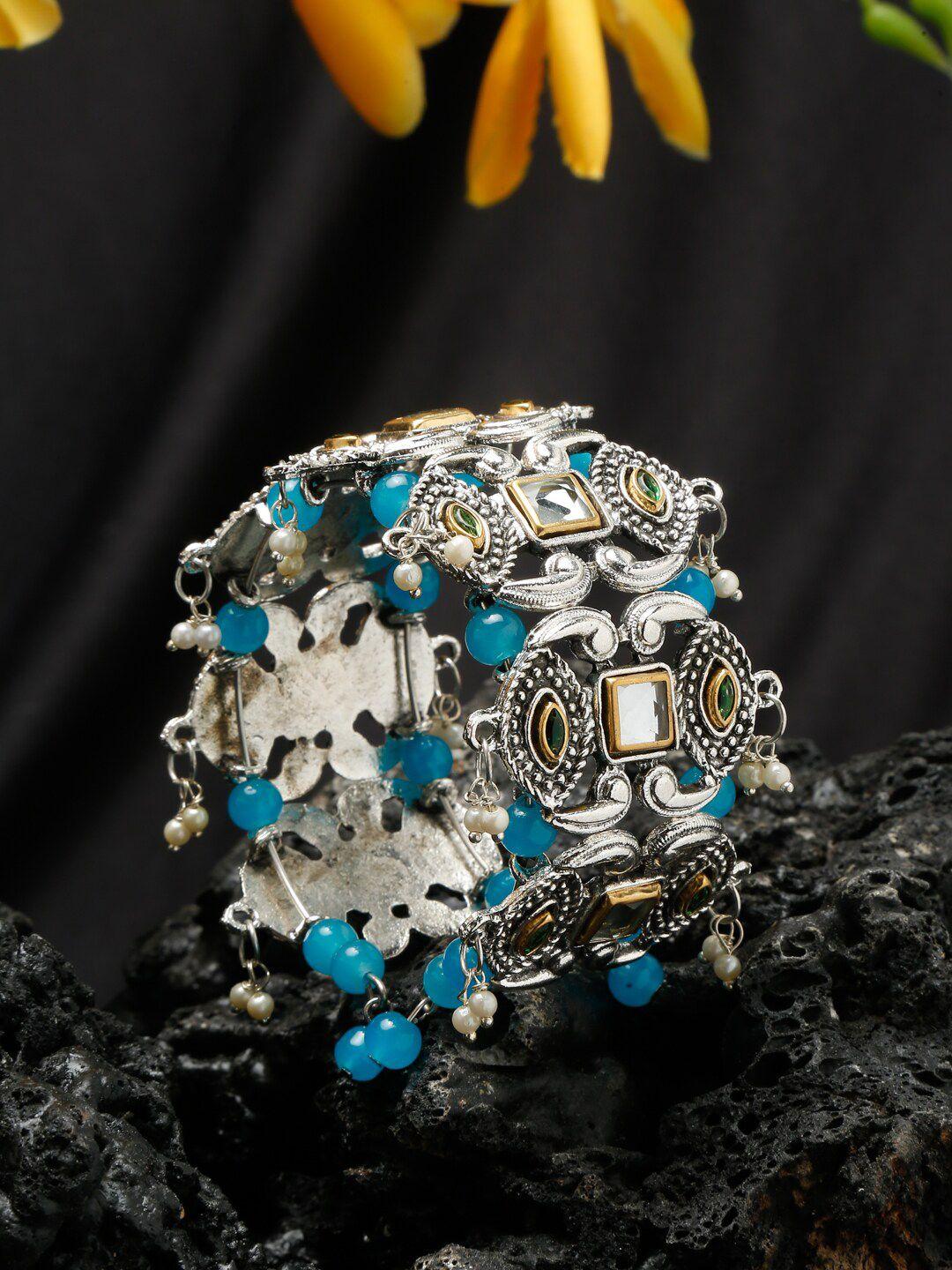 sangria silver-plated stone-beaded cuff bracelet