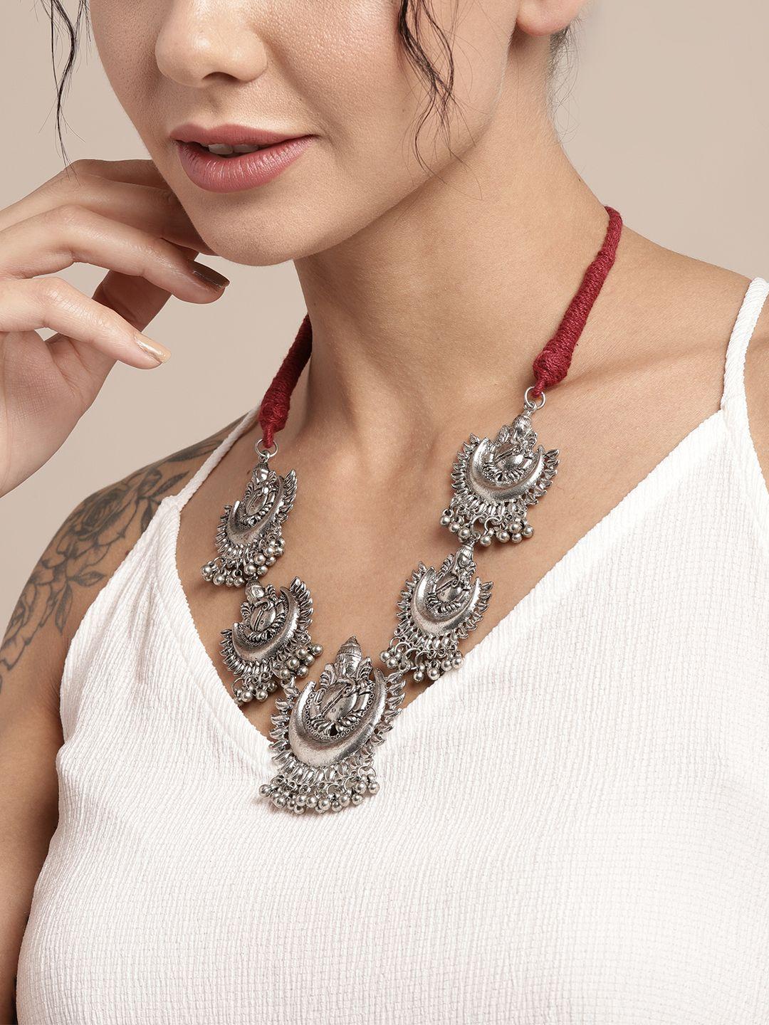 sangria silver-toned ganesha necklace