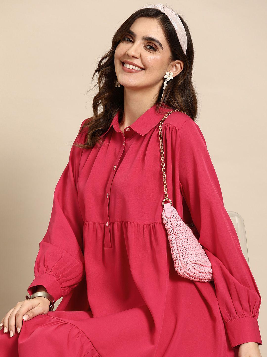 sangria solid shirt dress