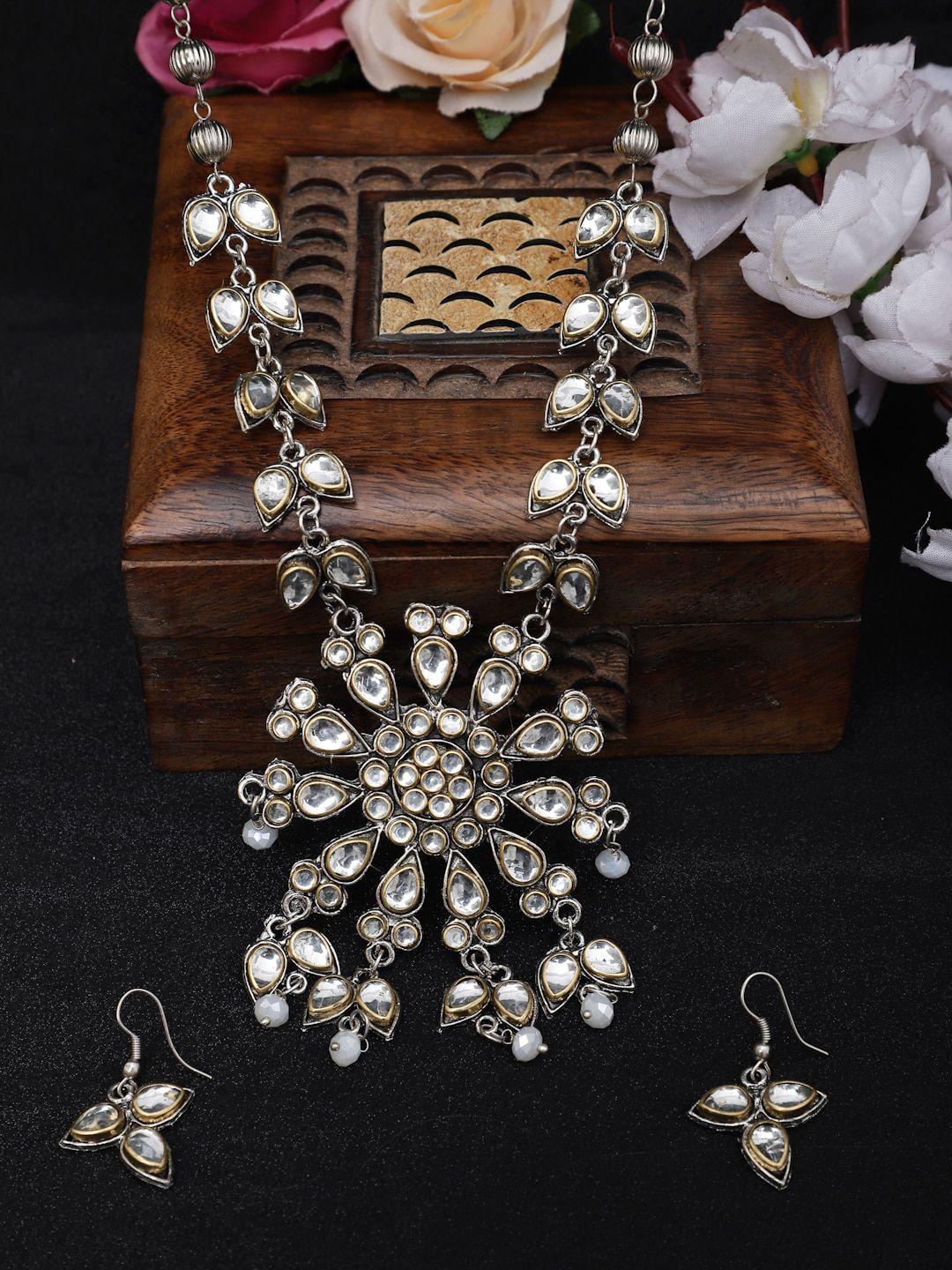 sangria stone-studded & beaded jewellery set